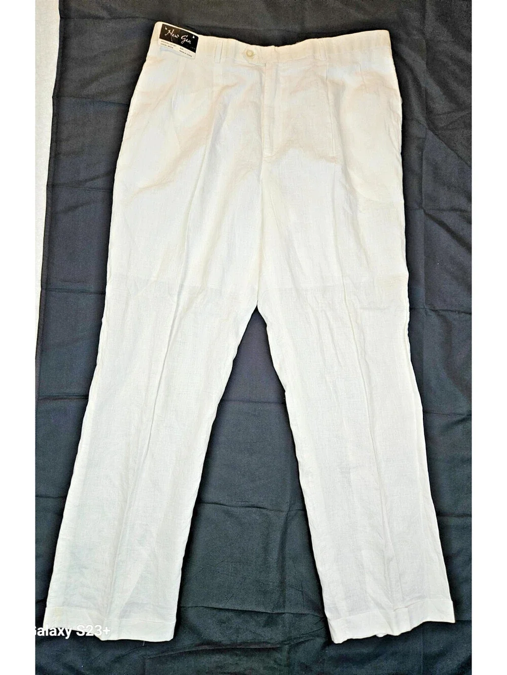 New Gen Mens W38/L34 100% white linen summer cuffed trousers